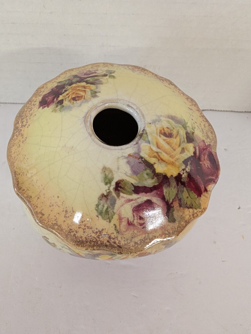 Vintage Dresser Set Floral Ceramic Handmade VanityYellow Rose Motif - Picture 15 of 16